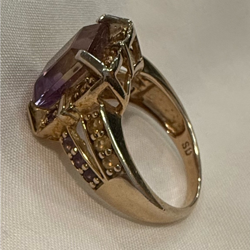 Ametrine vintage ring size 7.75-8? sterling silver w/ gold layer over 925 Estate - Picture 12 of 14